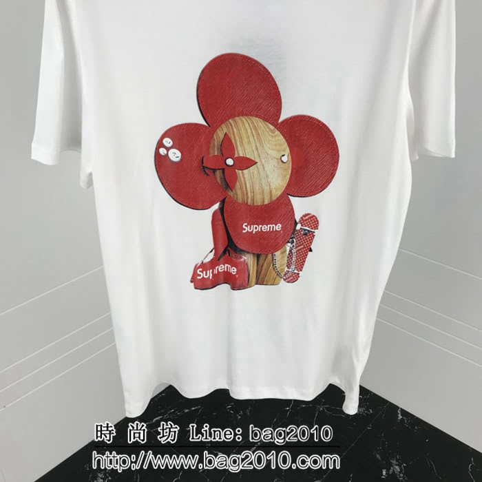 LV路易威登 Lv X SuP聯名款 19早春新款 太陽花趣味公仔印花 絲光棉短袖 情侶款 ydi1971